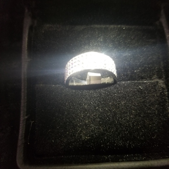 5 Row Micro Pave CZ SS Eternity Wedding Band - Picture 6 of 12